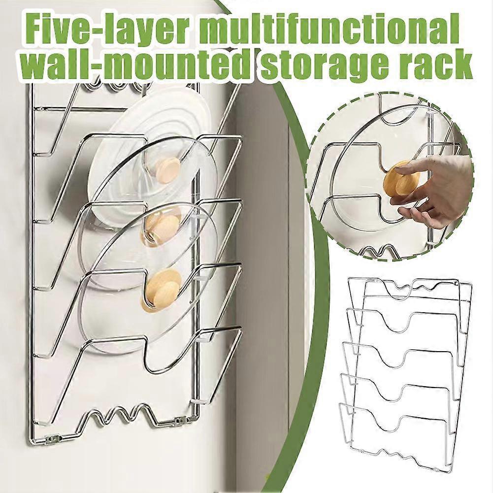 Pot Lid Holder Storage Rack Wall Mounted Pan Cover Organizer Kitchen Accessories
