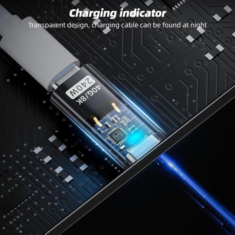HdoorLink Transparent PD240W USB4.0 40Gbps Type C To C Adapter 8K@60Hz 5A Fast Charging Adapter for Iphone 16 15 14 Mac Pro Samsung Galaxy