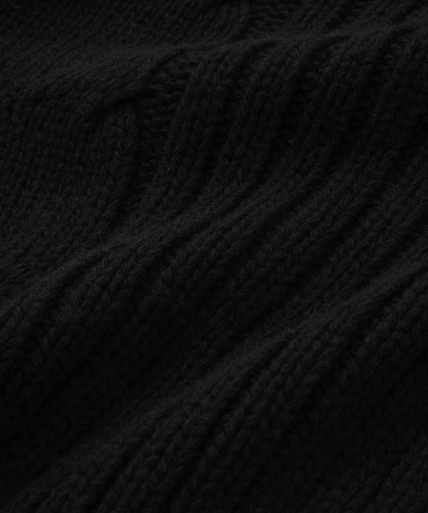 FALLETT Lambswool Cable Knit Half Zip Black