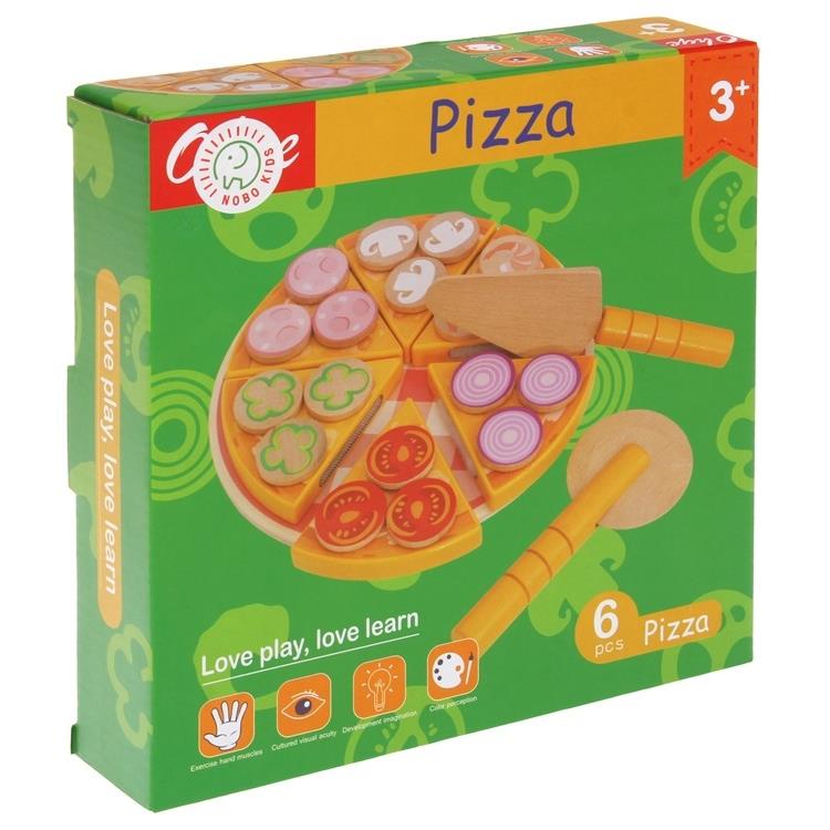 Wooden Pizza Cutter Toy Set with Tray Accessories