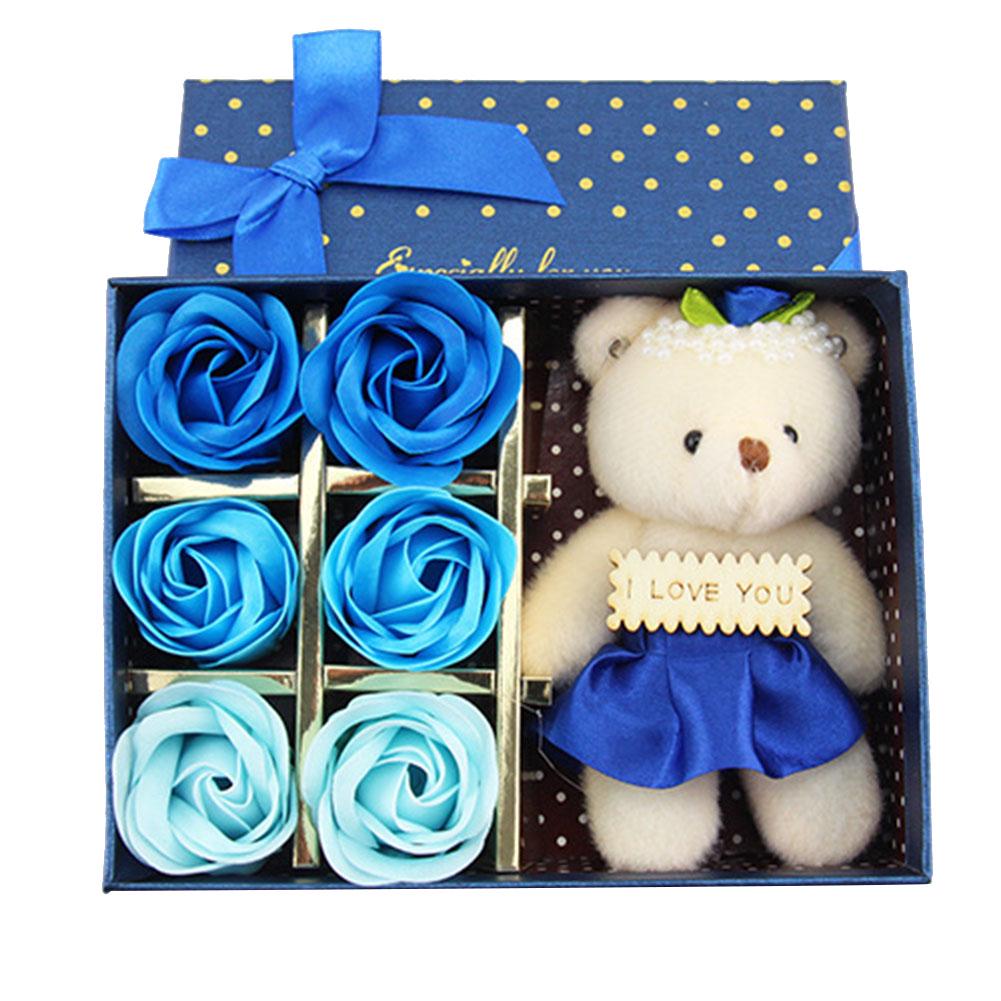 Romantic Life Bear Flower Doll Valentine Rose Artificial Soap Day Gift 6Pcs Partyation