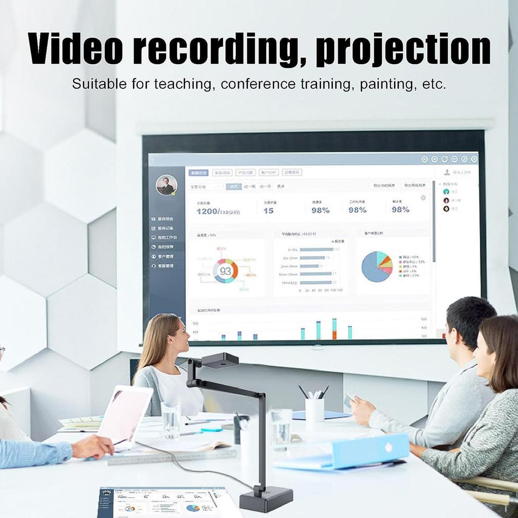 4K USB Document Camera 16MP Webcam Visualiser Image Invert Foldable for Live Demo Web Conferencing Work with Windows
