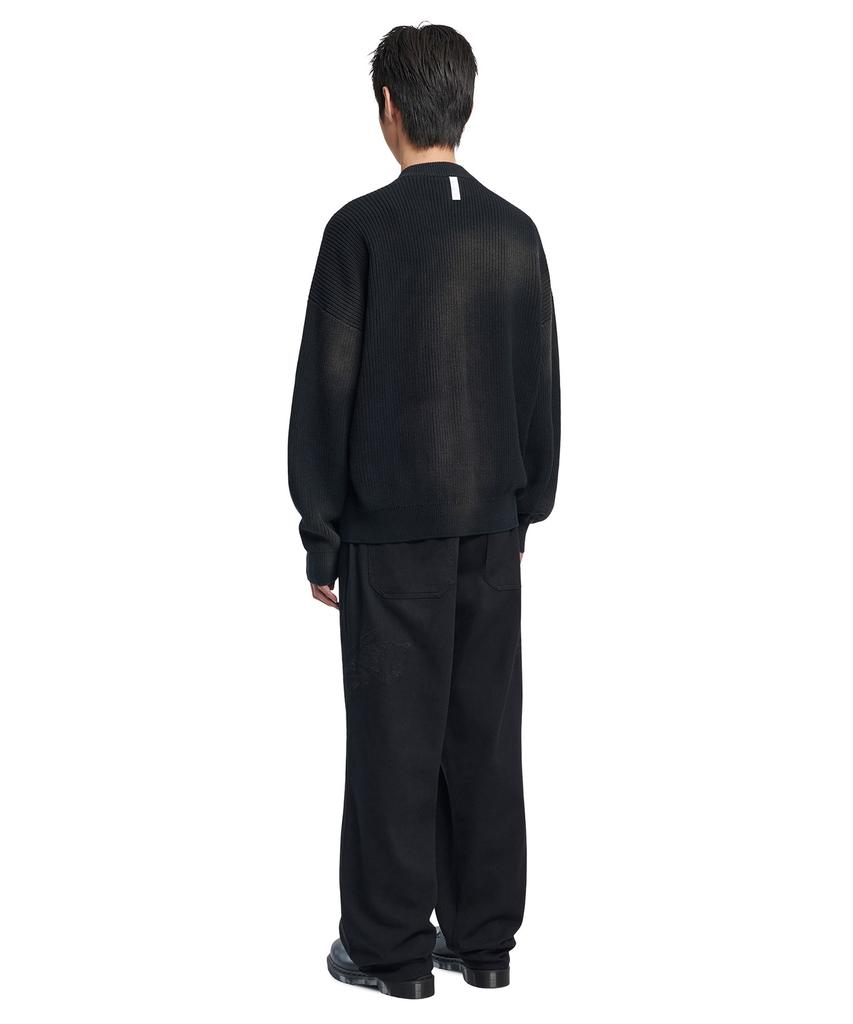 Nomanual Spray Dyeing Knit Zip-Up - Black