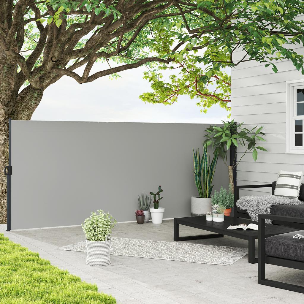 400 x x 160cm Retractable Side Awning - Light Grey