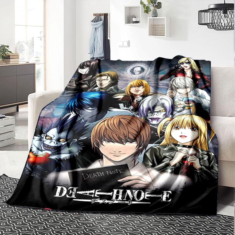 Anime DEATH NOTE Print Flannel Blanket High Quality Warm Comfortable Cover for All Seasons Perfect for Gifts Home Decor