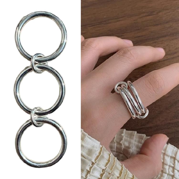 Chic Interlocked Rings Stylish Rings Trendy Triple Loop Rings With Intricate Details Perfect For Enhancing Your Outfits