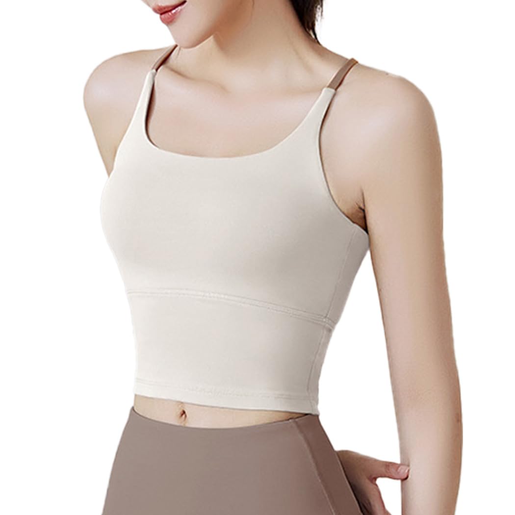 

DAYCLOSET Топ для йоги с перекрещенной спинкой майка yoga121 Женский с чашками, Топ, Легкий, Быстросохнущий, Тянущийся, (Маленький, Молочно-белый)