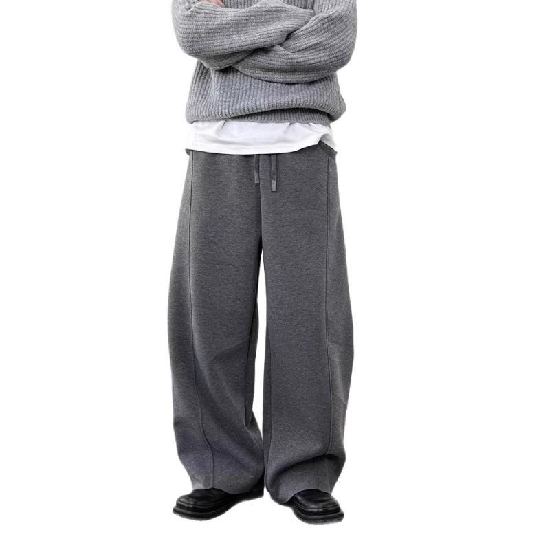 Vintage Curved Sweatpants Men Women Loose Fit Casual Trousers High Street Style All-match