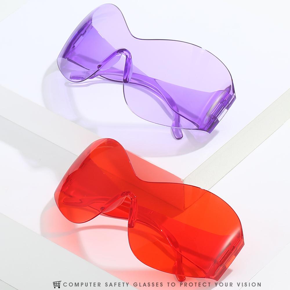 Women and Men UV400 Protection Shades Rimless Wrap Around Black Sun Glasses Oversized Futuristic Sunglasses Y2K Sunglasses