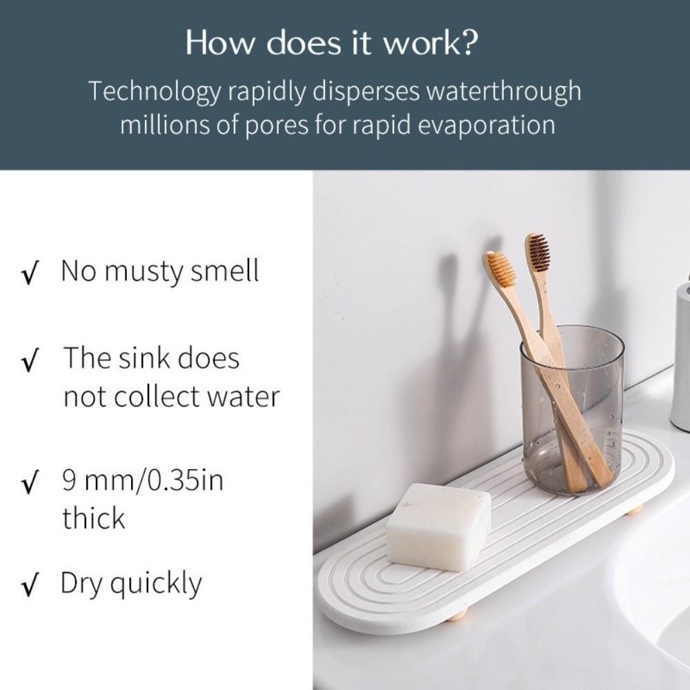 Non Slip Quick Drying Tray Diatomaceous Moisture Wicking Tray Draining Board  Dish Drying