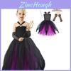 Vestido de Fantasia de Vampira de Halloween para Meninas com Saia Bufante Roupa de Cosplay Inspirada na Ursula