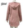 Lady Thick Coat Women Fall Winter Hooded Soft Plush Long Sleeve Mid Autumn Jacket Length Windproof Cold Resistant Buttons Loose Pockets