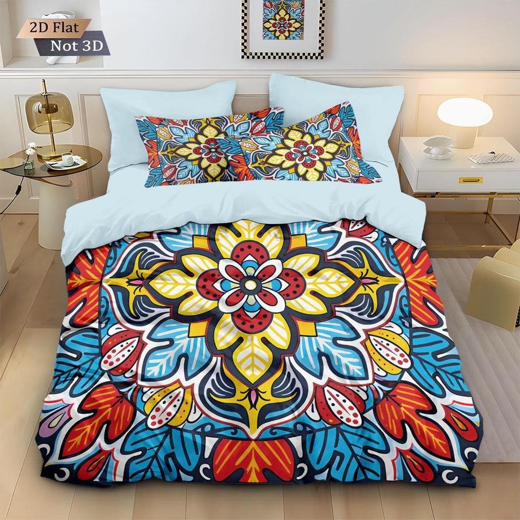 Duvet Cover Set med Keramiskt Kakelmönster - Digitaltryck, 3-delat Sängkläder