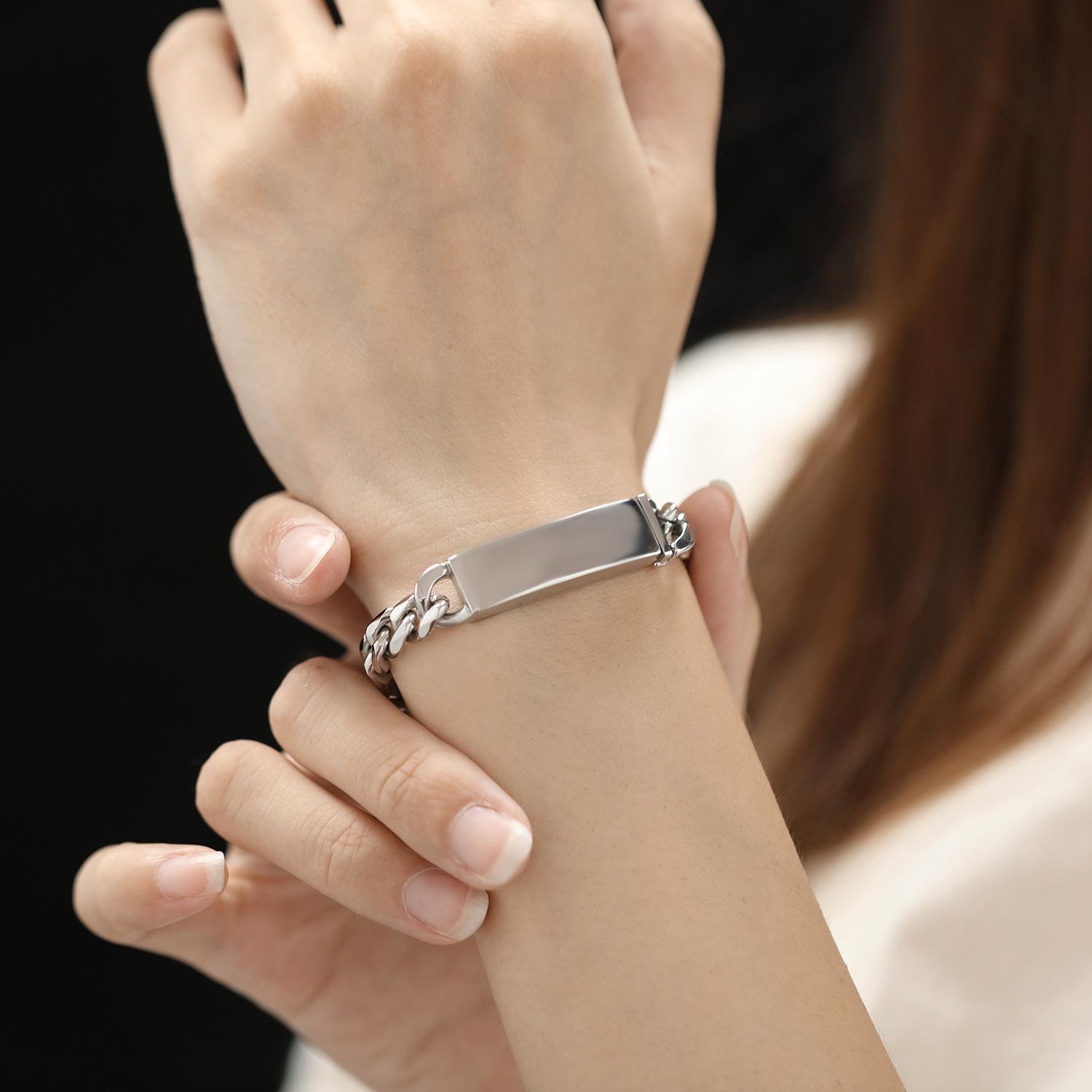 

OPK Модный браслет из титановой стали для пар, DIY браслет из нержавеющей стали 200mm серебряный