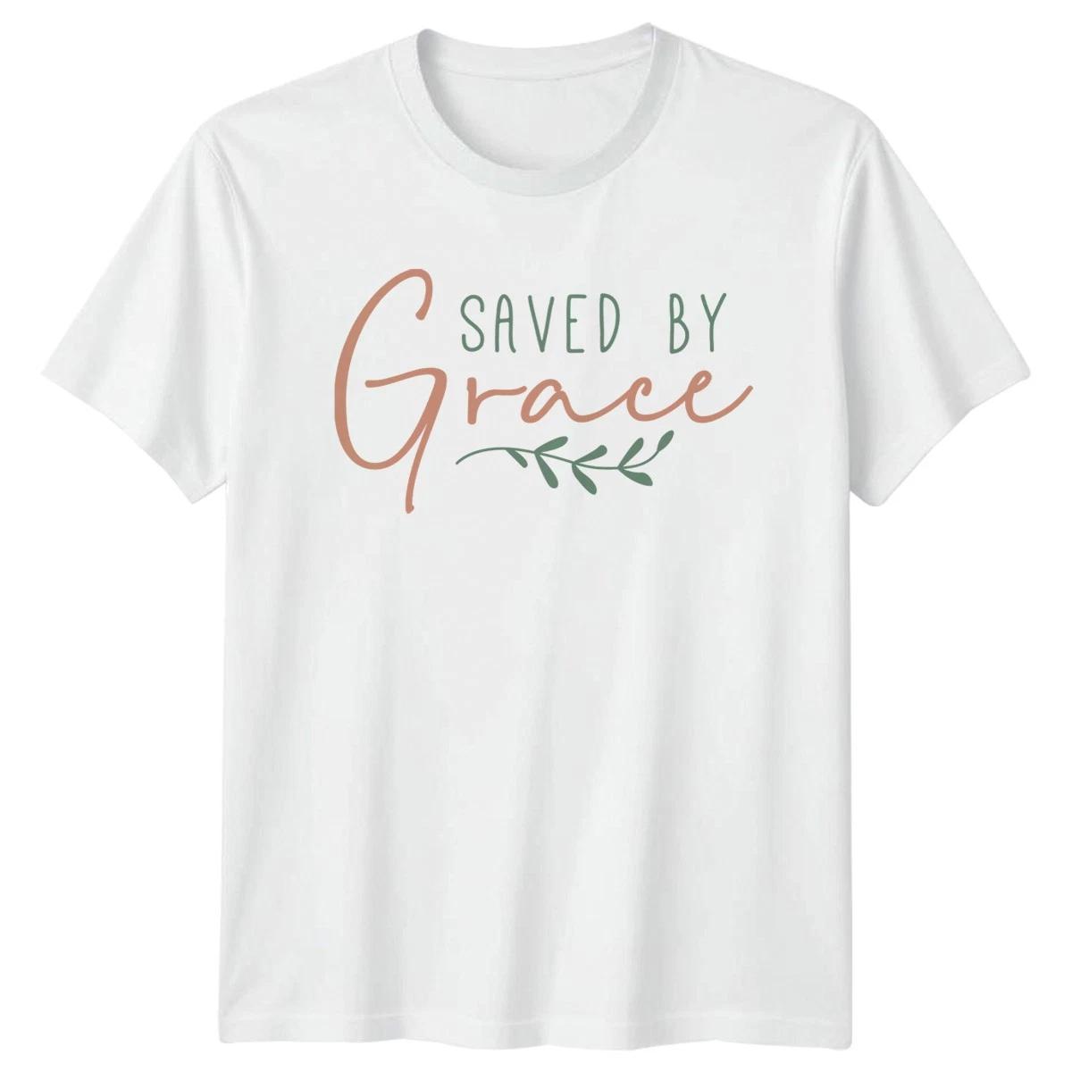 Saved By Grace Womens T-Shirt Christian Faith Religious Gift For Her XS