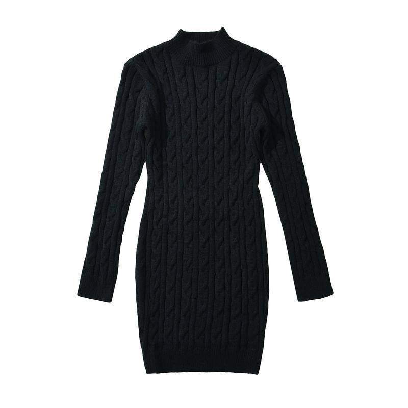 

Za Export New Arrival Women s Clothing ZR Fashion Style Fashion Sexy Sheath Open Back Half Turtleneck Cable Stitch Knitting Dress Black Average Size 42.50 kg-67.50 kg