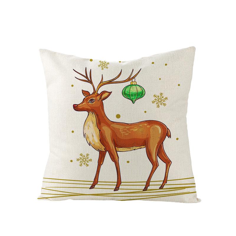 Home Polyester Pillow Cover Cartoon Digital Print Christmas Cushion Cover Living Room Sofa Cushion Cover