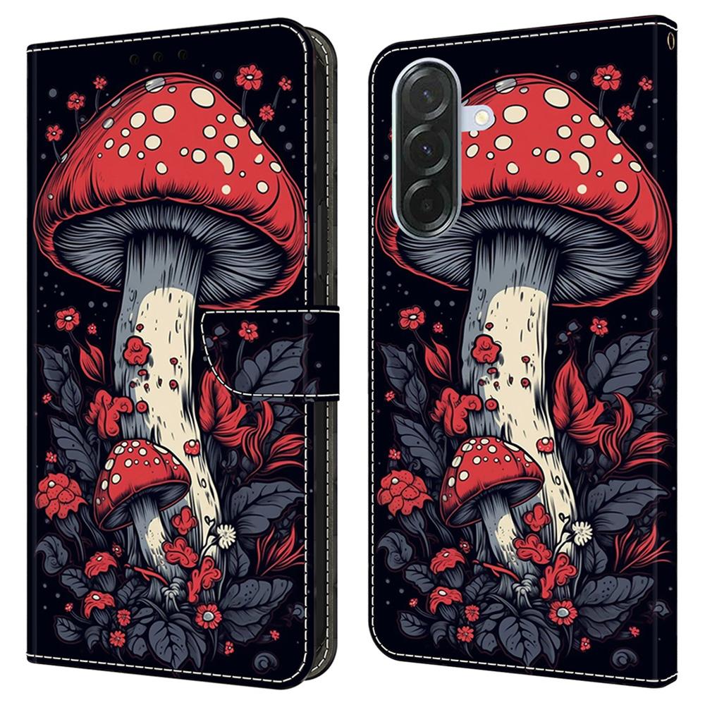 Kožené pouzdro pro Samsung Galaxy A16 5G/4G s potiskem vzoru, peněženkou a stojánkem, flipový kryt na telefon