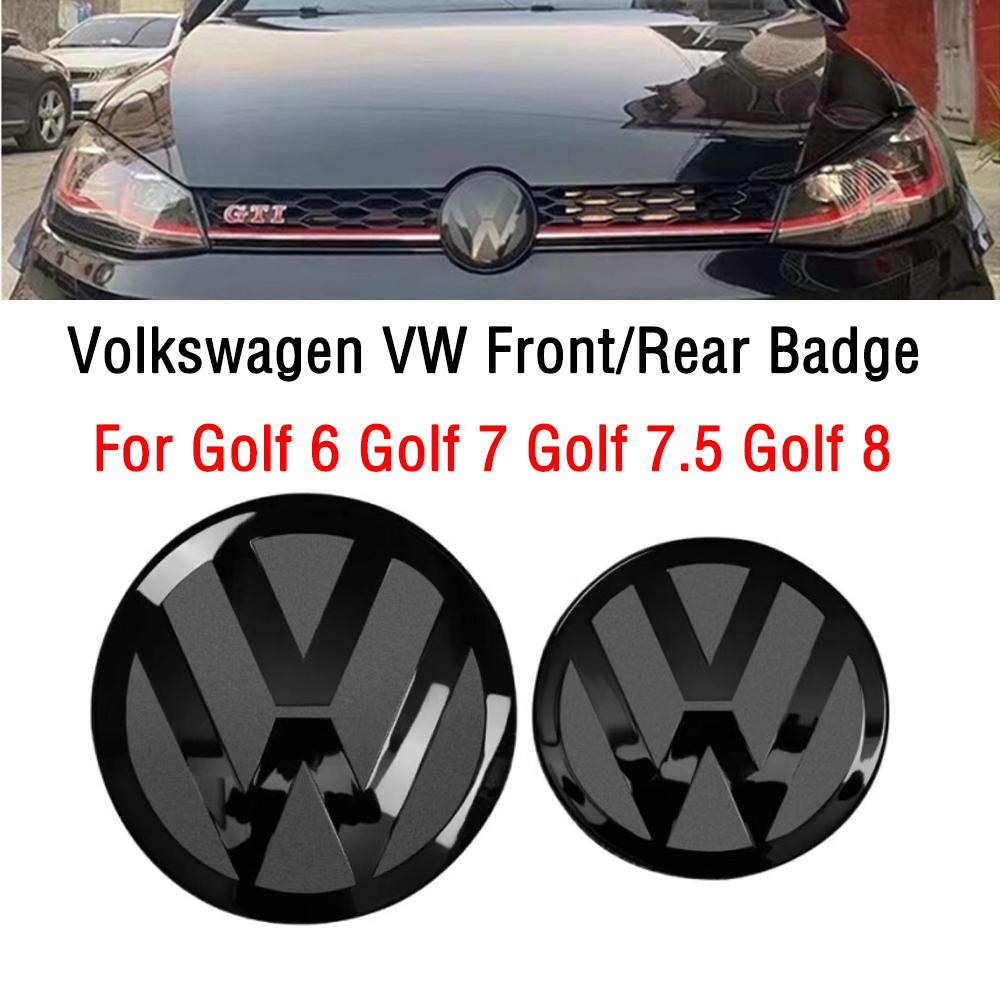 Für VOLKSWAGEN VW 2 Stück Vorne und Hinten Emblem Für VW Golf 6/Golf 7/Golf 7.5/Golf 8 Beeinflusst ACC Nicht Modifiziertes Schwarzes Label Flacher Spiegel