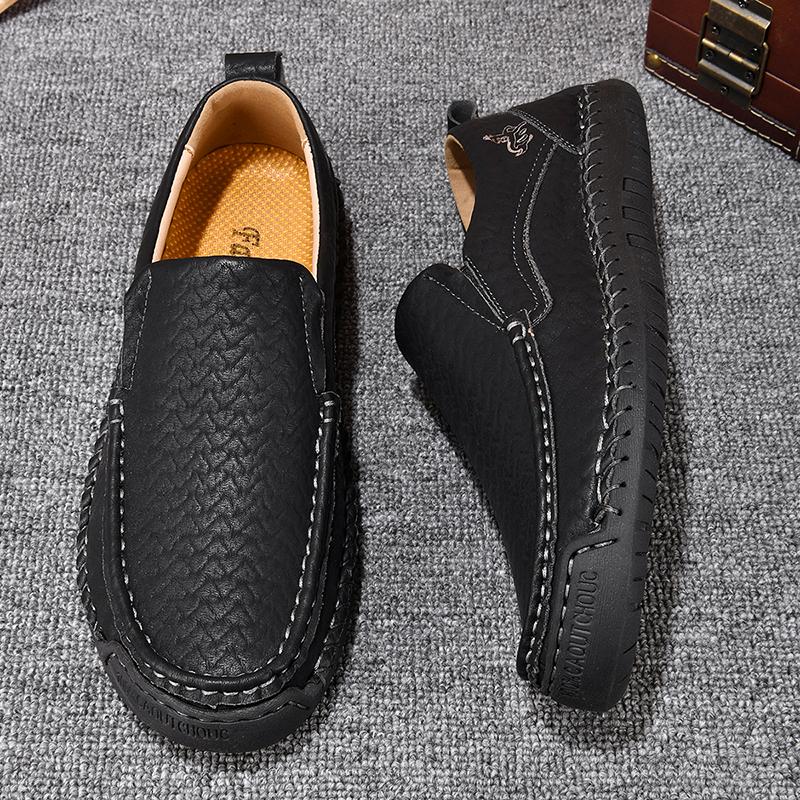 Large Size 48 Handmade Split Leather Men's Casual Shoes Comfortable Men Loafers Moccasins Men Flats Shoes Driving Shoes