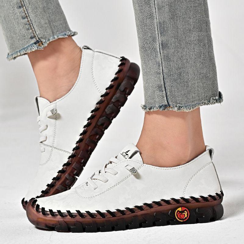 Fashion New designer oxford shoes split leather woman lug sole anti skid flats lace up slip on shoes 43 44 women's orthopedic moccasins