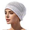 Ethnic Hat Women Spring Summer Thin Breathable Lace Water Drilling Fashion Headscarf Cap