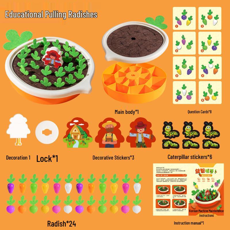 Educational Pull Radish Toy for Toddlers: Fine Motor Skill Builder for Ages 1-2