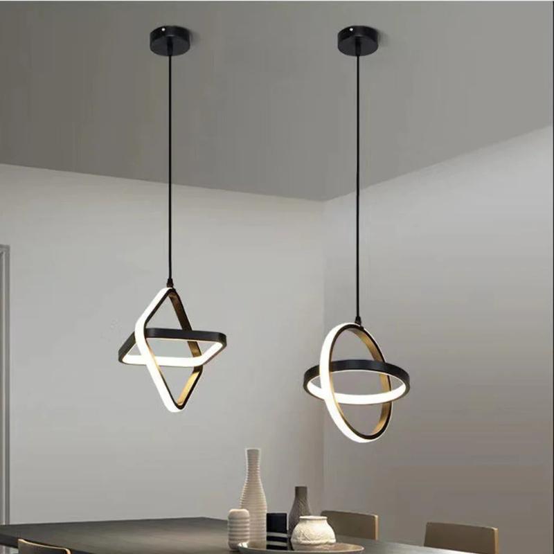 Modern Minimalist LED Chandelier Black and White Round Square Living Room Dining Room Bedroom Bedside Decorative Lighting
