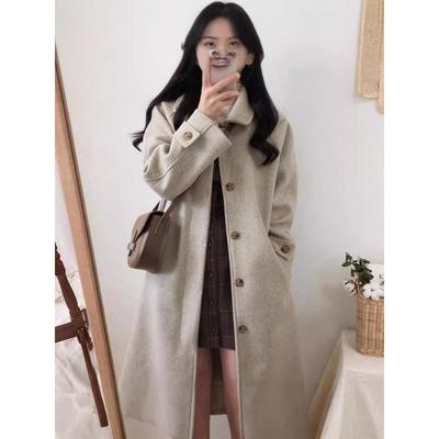 Medium and Long Winter Updated Korean Version Relaxed Fit and Thin Comfortable Woolen Coat Over The Knee