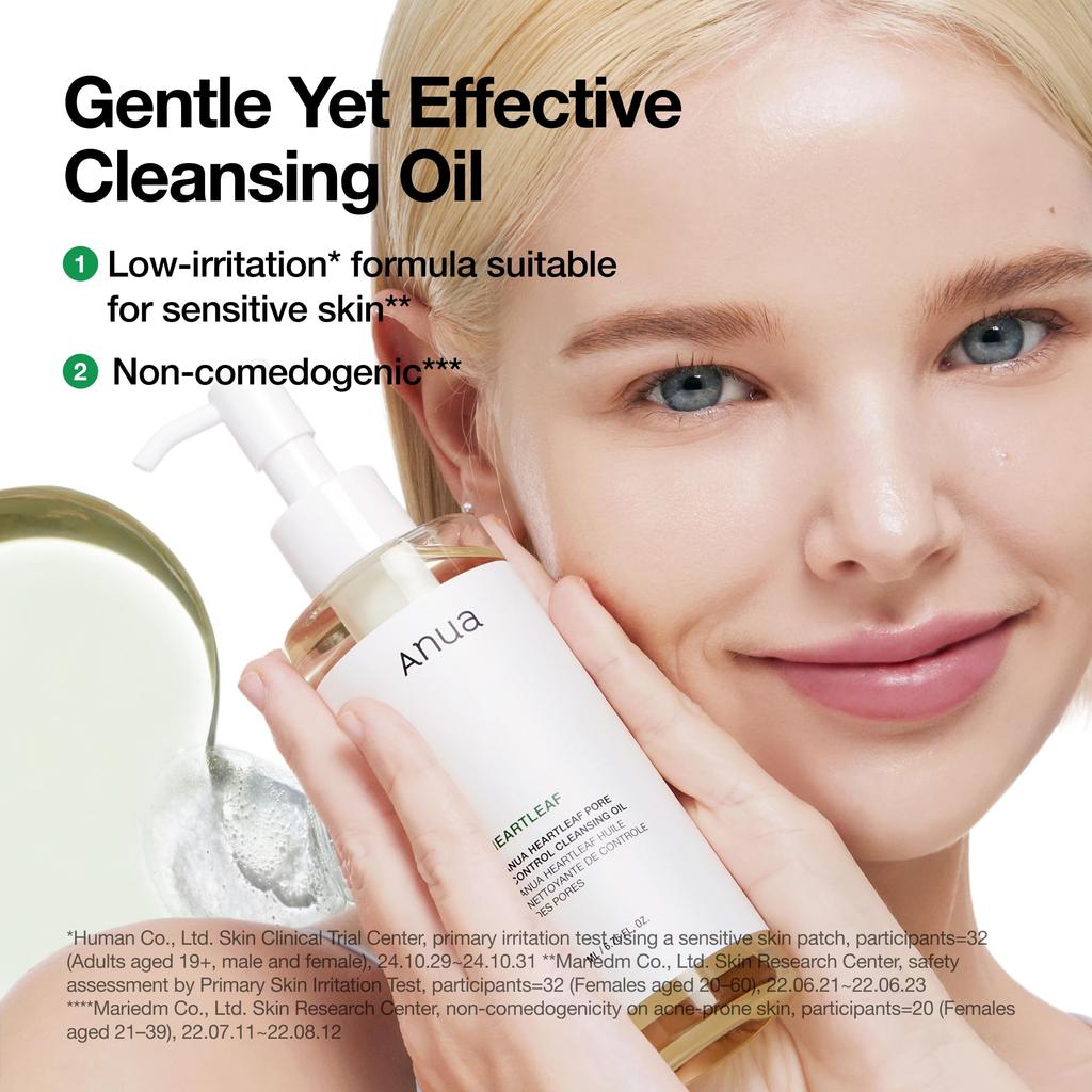 Anua Heartleaf Pore Control Cleansing Oil 200ml,has a hypoallergenic texture,Reduce blackheads with just one use,effective for soothing the skin