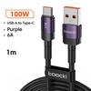 Toocki 6A USB To Type C Cable for Huawei Xiaomi PD 100W Fast Charging Charger USB C Data Cord Quick Charge for Samsung Oneplus 5