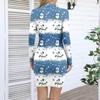 Women's V-neck Casual Print Long-sleeved Fitted Dress