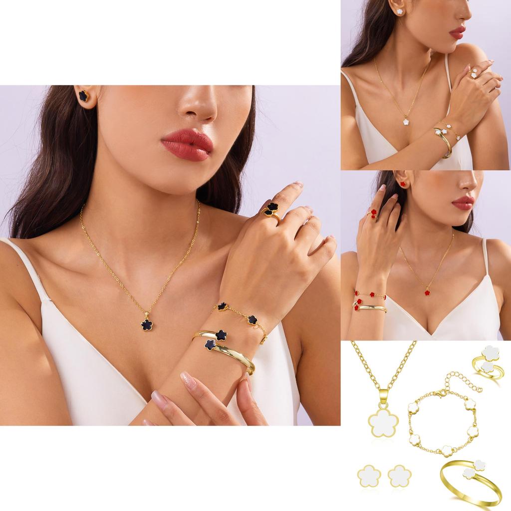 Floral Petals Jewelry Set For Women With Alloy And Plate Material Perfect For Gift Occasions