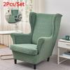 Jacquard Wing Chair Cover Stretch Wingback Sofa Covers Elastic Anti-slip Armchair Cover with Cushion Cover Protector Home Decor