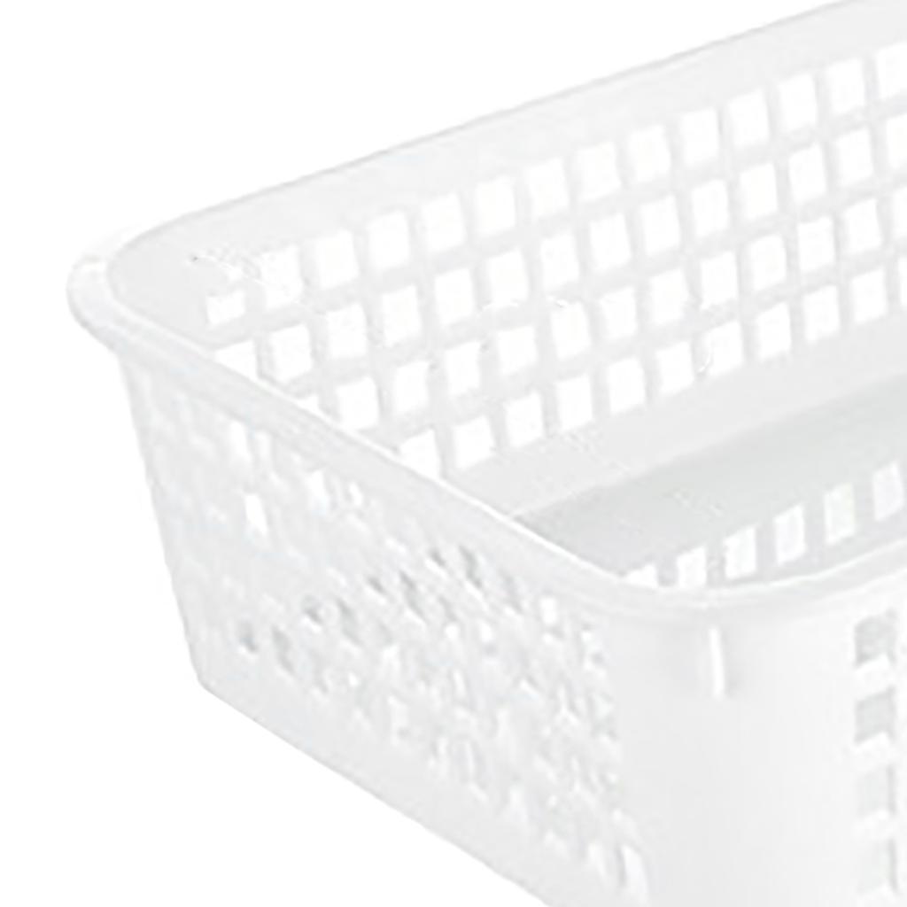 Desktop Storage Basket Space Saving Handle Rectangular Stackable Hollow Storage Basket Bin for