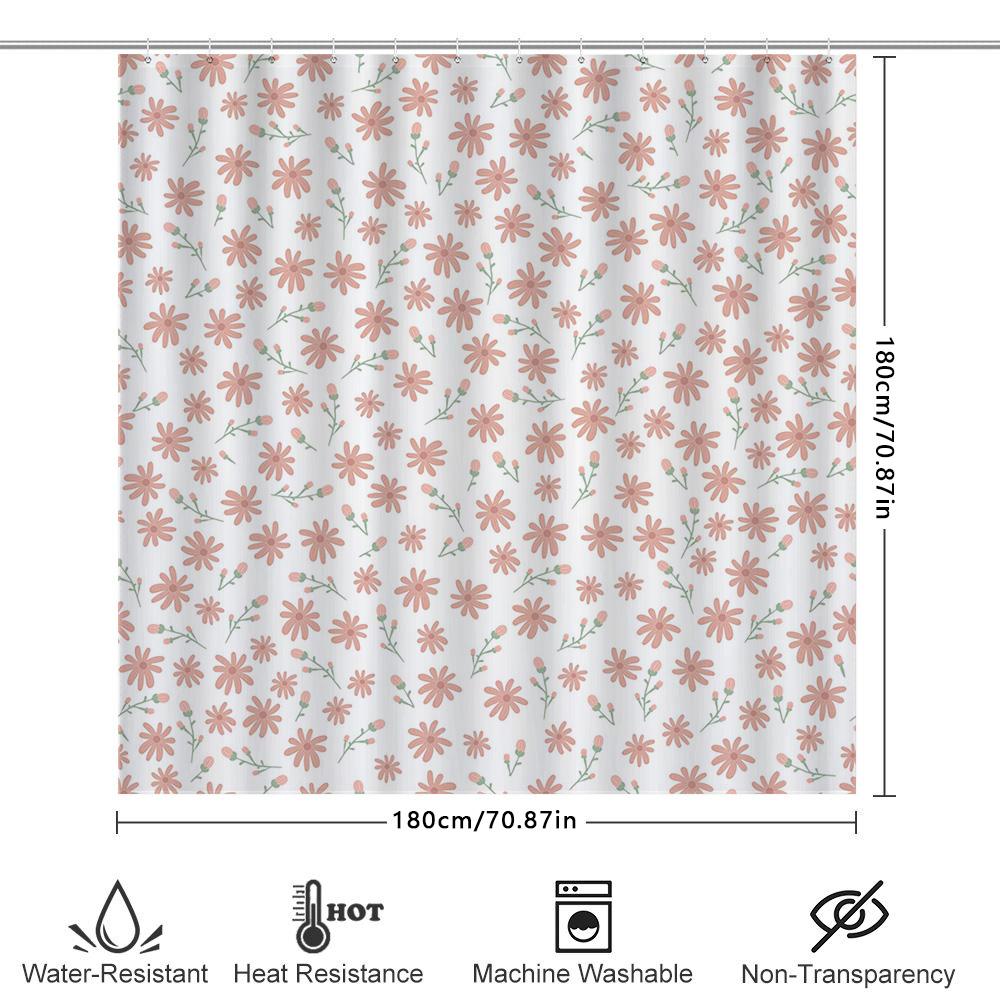 Delightful Flower Shower Curtain Pink Bloom Waterproof Bath Decor For Home Decoration Modern Bathroom Accessories Set
