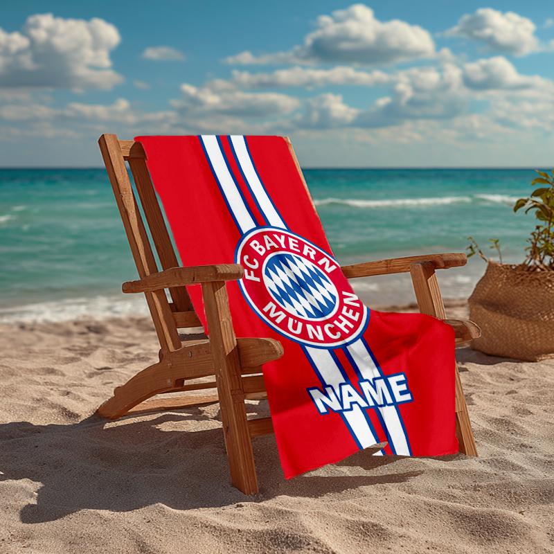 Custom Name Ultra-Soft Beach Towel with FC Bayern München Theme,Ideal for Pool - Camping, Diving - Perfect Travel Essential, Vibrant Beach Towel.