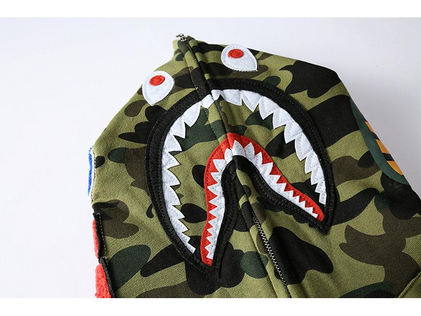 BAPE Shark Head Camo Block Unisex Hoodie - Autumn/Winter Trend