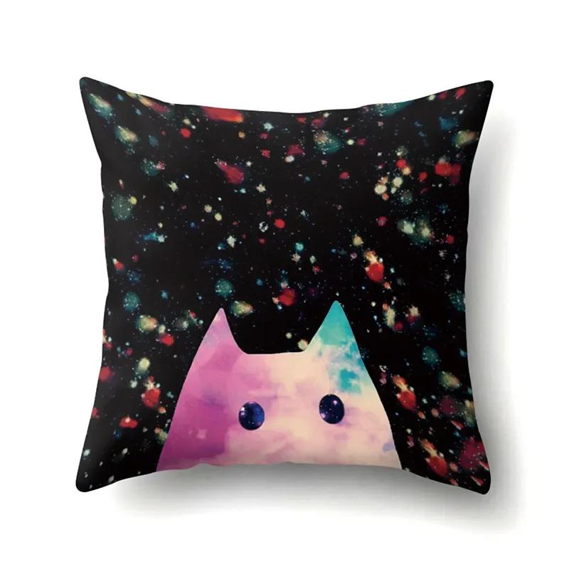 Polyester Throw Pillow Cover Home Decoration Throw Pillow Car Throw Pillow Lovely Animal Cat Print Cushion Cover
