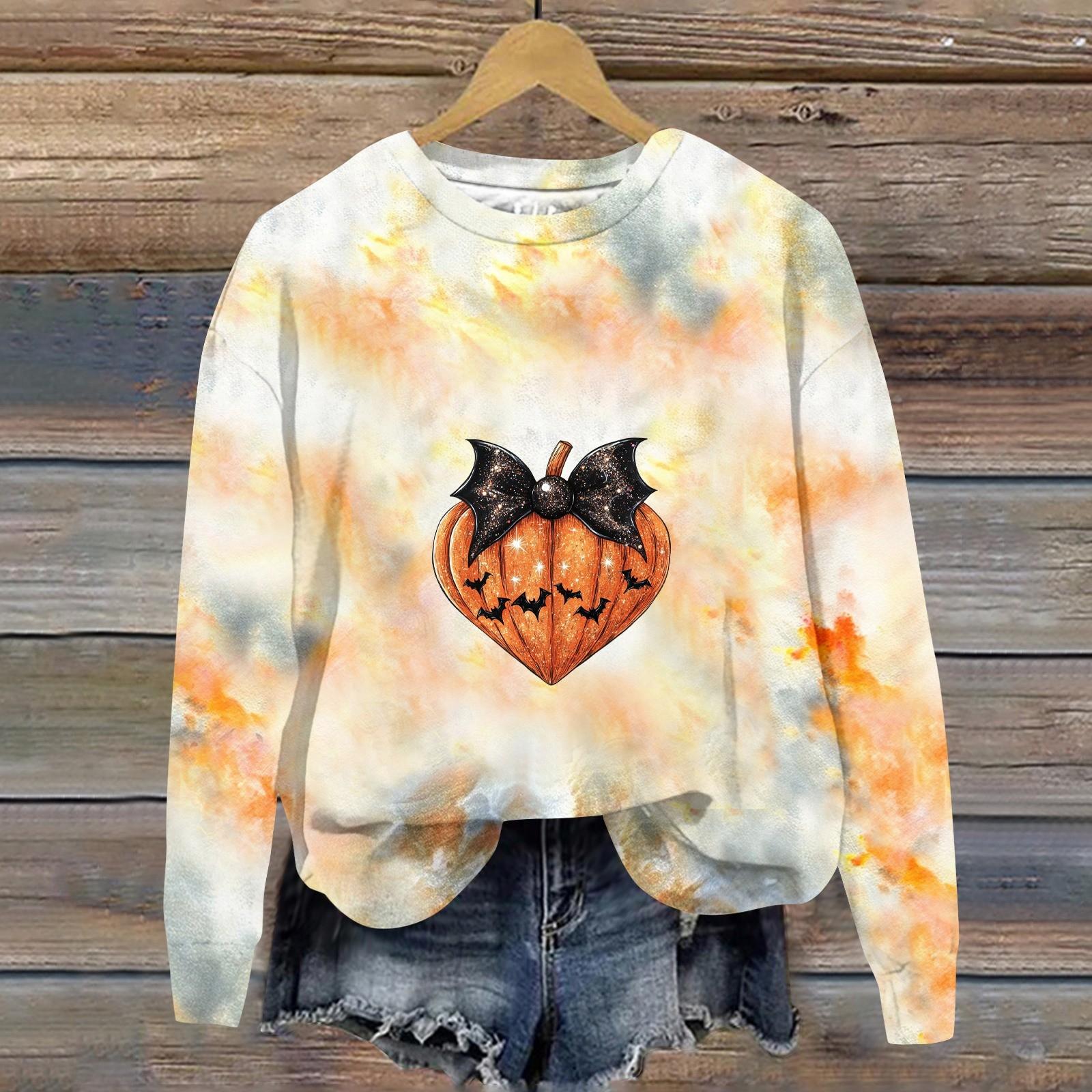 

Жіночий модний світшот з принтом, з довгим рукавом, вільного крою, з круглим вирізом, топ на осінь M шафрановий