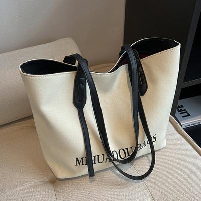 Tote Bag  New Women's Canvas Bag  Spring and Summer Large Capacity and High End Feeling  Shoulder Bag  Commuting Bag