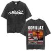 Washed Vintage Rock Band Gorillaz The Mountain Tour  T Shirt Men Women Casual Oversized Tshirt Man Retro Rock Gothic Tshirt