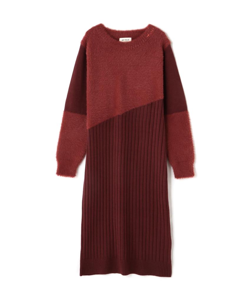 AVIREX FLAT X SHAGGY KNIT ONEPIECE S Brick 783-4240606