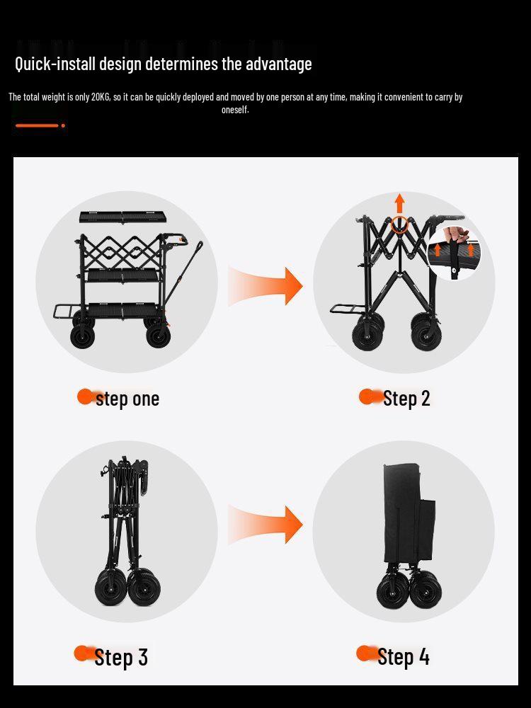 Outdoor Folding Photography Equipment Storage Cart
