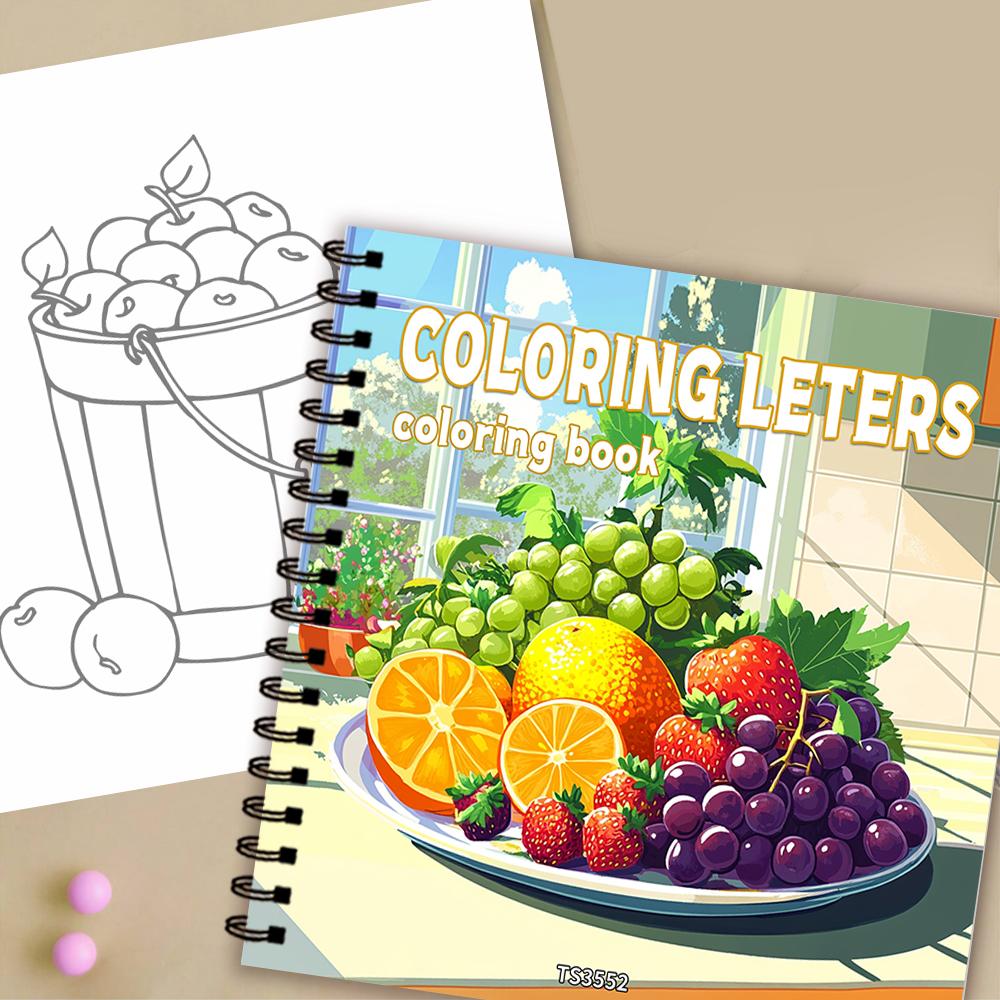 Fruit Series Coloring Book, Teen Coloring Book, Lots of Different Patterns, 100g Thick Paper, Stress Relief, Birthday Gift