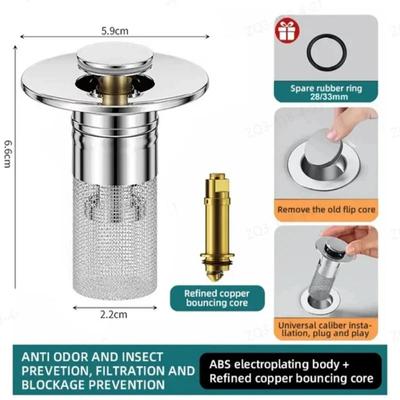 Stainless Steel Floor Drain Filter Washbasin PlugAnti Odour Pop-up coreBasin PlugHair CatcherShower Sink Filter