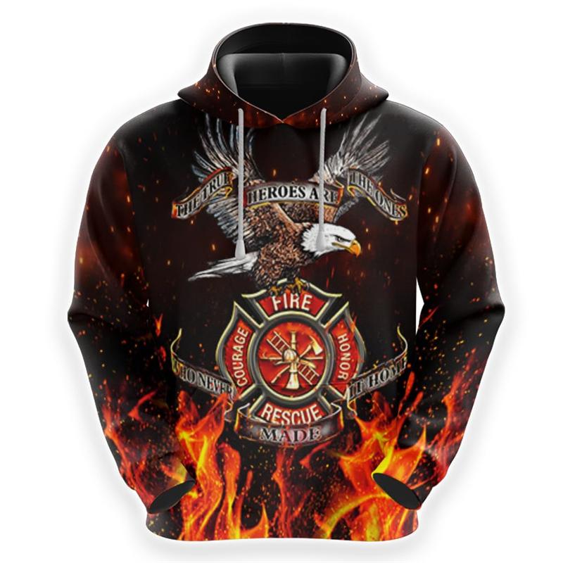 Fashion Firefighter Hero Profession Graphic Sweatshirts Fashion Male Pullovers Streetwear Fireman Work Sweatshirts Harajuku Tops