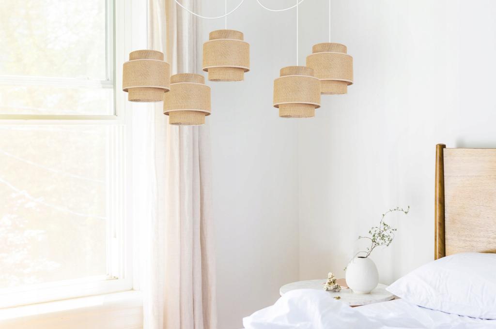 Hanging Lamp, Ceiling Chandelier, Lampshade, Boho Juta
