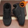 2024 Nuevos Zapatos Vulcanizados para Hombre Invierno Cálido Felpa Corta Casual Zapatillas Masculinas Outdoor Plano con Cordones Color Sólido Talla39-44