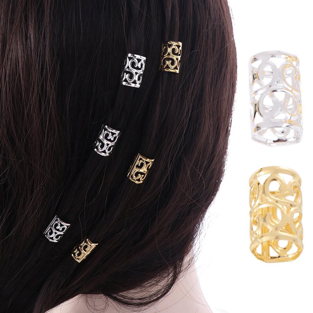 200pcs Metal Cuff Clips Dreadlocks Beads Dread Locks Hair Braid Tubes Hollow Out Hair Ring Men